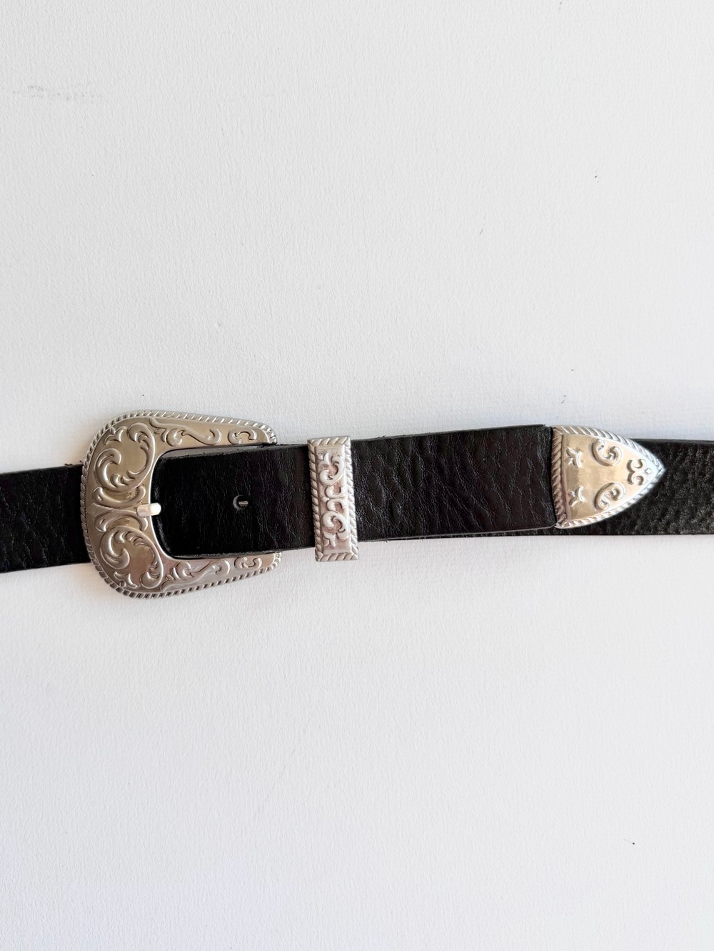 Holt Renfrew Black Double Buckle Leather Belt